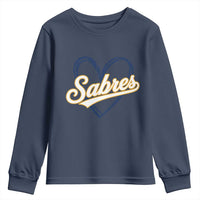 Vintage 70s Sabres Name Heart Script Style Youth Sweatshirt Retro Distressed Tailgate Spirit Sports Fan