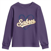 Vintage 70s Sabres Name Heart Script Style Youth Sweatshirt Retro Distressed Tailgate Spirit Sports Fan