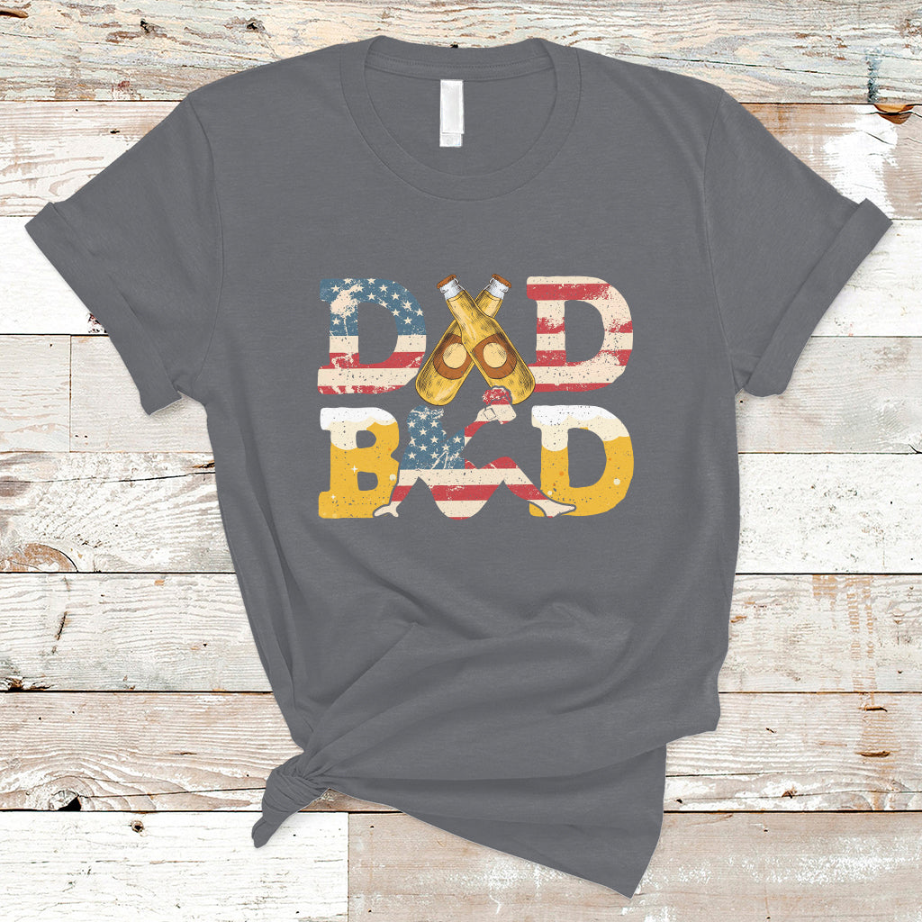 Father's Day T Shirt American Flag Funny Dad Bod Father Figure Beer Love Beer Dad - Wonder Print Shop