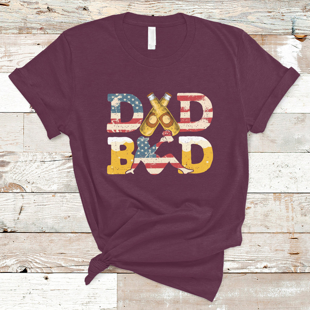 Father's Day T Shirt American Flag Funny Dad Bod Father Figure Beer Love Beer Dad - Wonder Print Shop