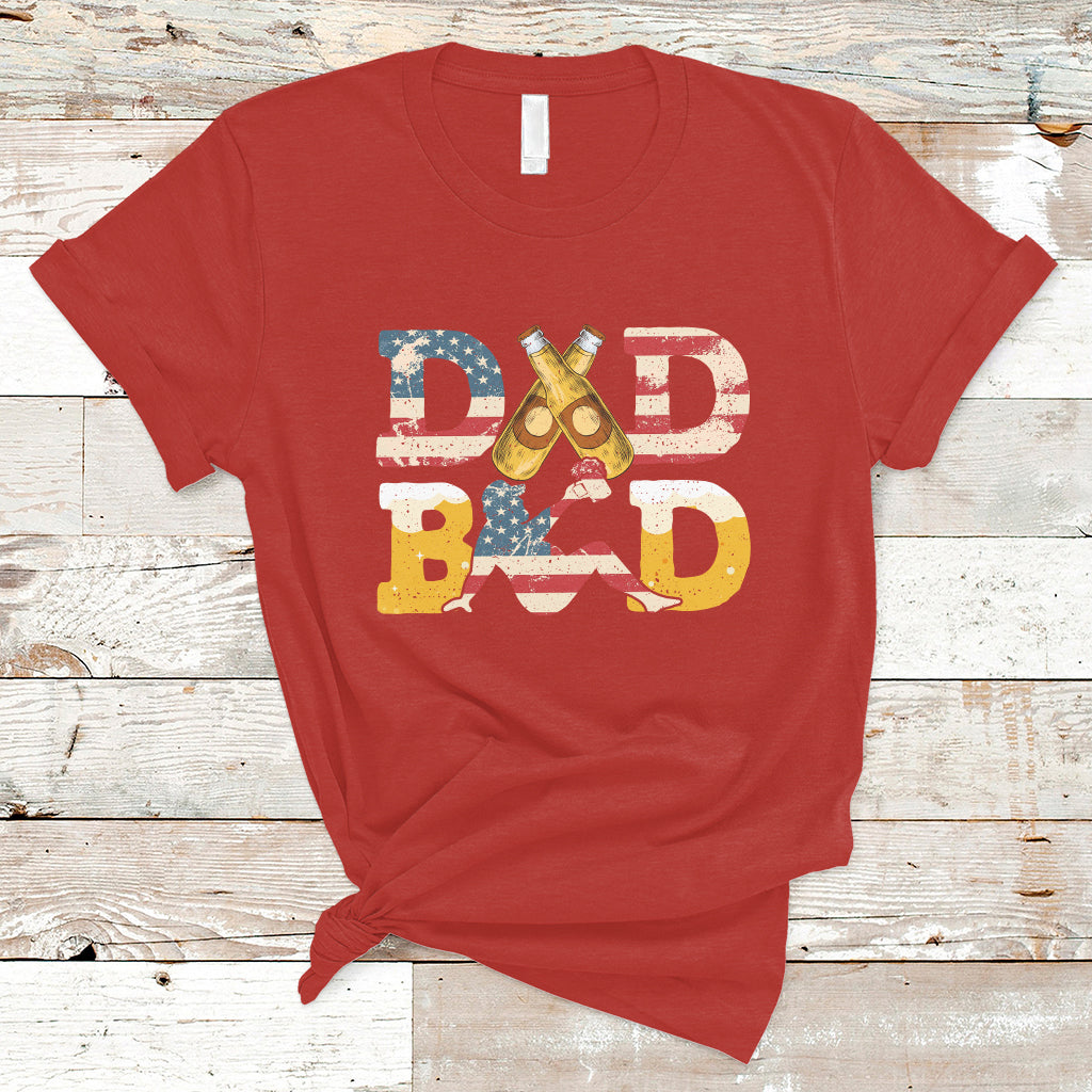 Father's Day T Shirt American Flag Funny Dad Bod Father Figure Beer Love Beer Dad - Wonder Print Shop