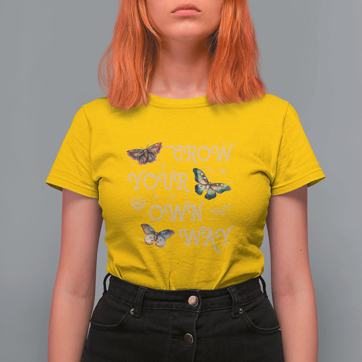 Aesthetic Dark Academia Moth Design Grow Your Own Way Mystical Luna Moth Cecropia Moth Celestial T-Shirt for Women, Moth Sprituality T Shirt For Women - Wonder Print Shop