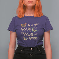 Aesthetic Dark Academia Moth Design Grow Your Own Way Mystical Luna Moth Cecropia Moth Celestial T-Shirt for Women, Moth Sprituality T Shirt For Women - Wonder Print Shop
