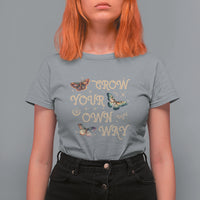 Aesthetic Dark Academia Moth Design Grow Your Own Way Mystical Luna Moth Cecropia Moth Celestial T-Shirt for Women, Moth Sprituality T Shirt For Women - Wonder Print Shop