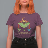 Celestial Occult In The Darkness Look Towards The Light Inspirational Spiritual Luna Moth T-Shirt for Women, Moth Spirituality T Shirt For Women - Wonder Print Shop