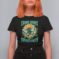 Botanical Sunflower Change Brings Opportunity Actias Luna Moth T-Shirt for Women, Moth Spirituality for Insect Lover T Shirt For Women - Wonder Print Shop