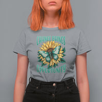 Botanical Sunflower Change Brings Opportunity Actias Luna Moth T-Shirt for Women, Moth Spirituality for Insect Lover T Shirt For Women - Wonder Print Shop