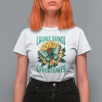 Botanical Sunflower Change Brings Opportunity Actias Luna Moth T-Shirt for Women, Moth Spirituality for Insect Lover T Shirt For Women - Wonder Print Shop