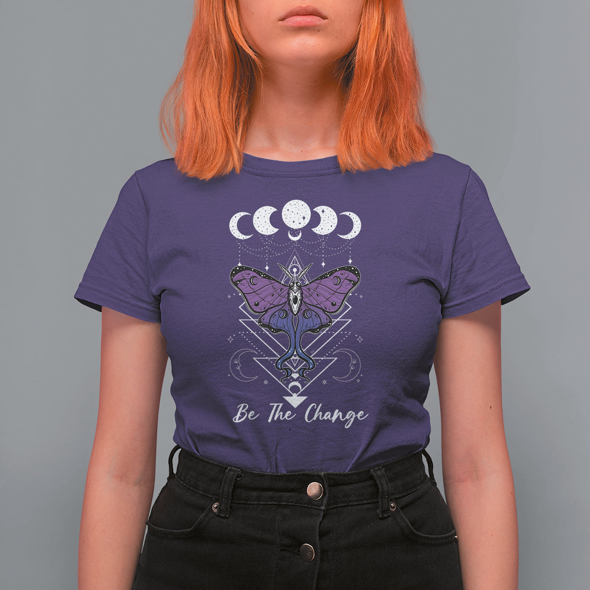 Geometry Celestial Luna Moth Be The Change Bisexual Pride Flag Luna Moth Moon Phases T-Shirt for Women, Luna Moth T Shirt For Women - Wonder Print Shop