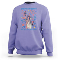 Funny Democracy Is Dying But Hey Nice Fireworks Sweatshirt Statue of Liberty Red and White Patriotic 4th of July