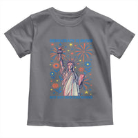 Funny Democracy Is Dying But Hey Nice Fireworks Toddler T Shirt Statue of Liberty Red and White Patriotic 4th of July