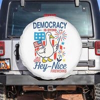 Funny Patriotic Duck Holding Firework Spare Tire Cover Funny Democracy Is Dying But Hey Nice Fireworks 4th Of July