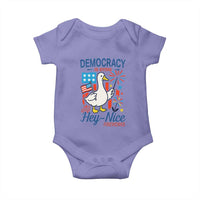 Funny Patriotic Goose Holding Firework Baby Onesie Funny Democracy Is Dying But Hey Nice Fireworks 4th Of July