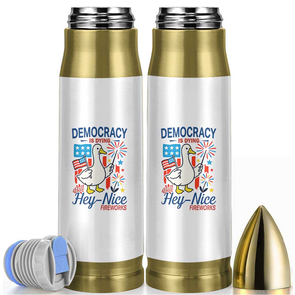 Funny Patriotic Duck Holding Firework Bullet Tumbler Funny Democracy Is Dying But Hey Nice Fireworks 4th Of July