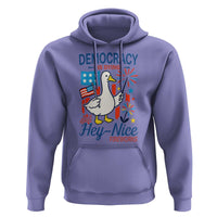 Funny Patriotic Goose Holding Firework Hoodie Funny Democracy Is Dying But Hey Nice Fireworks 4th Of July