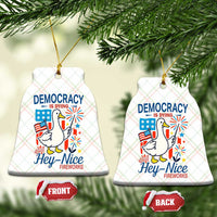 Funny Patriotic Duck Holding Firework Ceramic Ornament Funny Democracy Is Dying But Hey Nice Fireworks 4th Of July - Wonder Print Shop