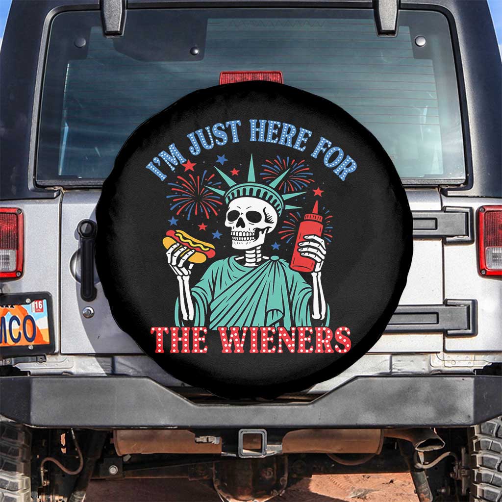 Funny Skeleton Lady Liberty Spare Tire Cover I'm Just Here For The Wieners 4th Of July Hot Dog - Wonder Print Shop