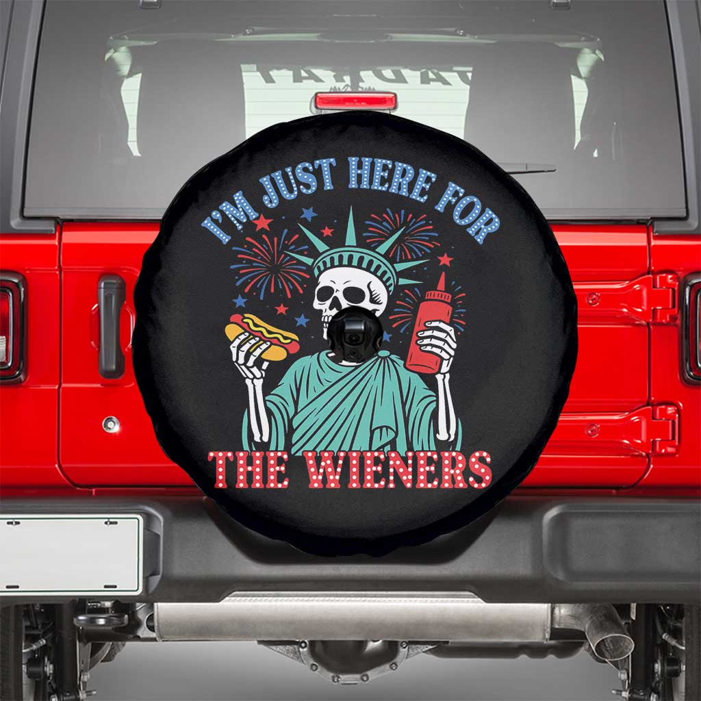 Funny Skeleton Lady Liberty Spare Tire Cover I'm Just Here For The Wieners 4th Of July Hot Dog - Wonder Print Shop