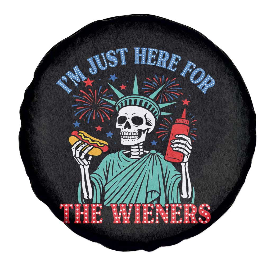Funny Skeleton Lady Liberty Spare Tire Cover I'm Just Here For The Wieners 4th Of July Hot Dog - Wonder Print Shop