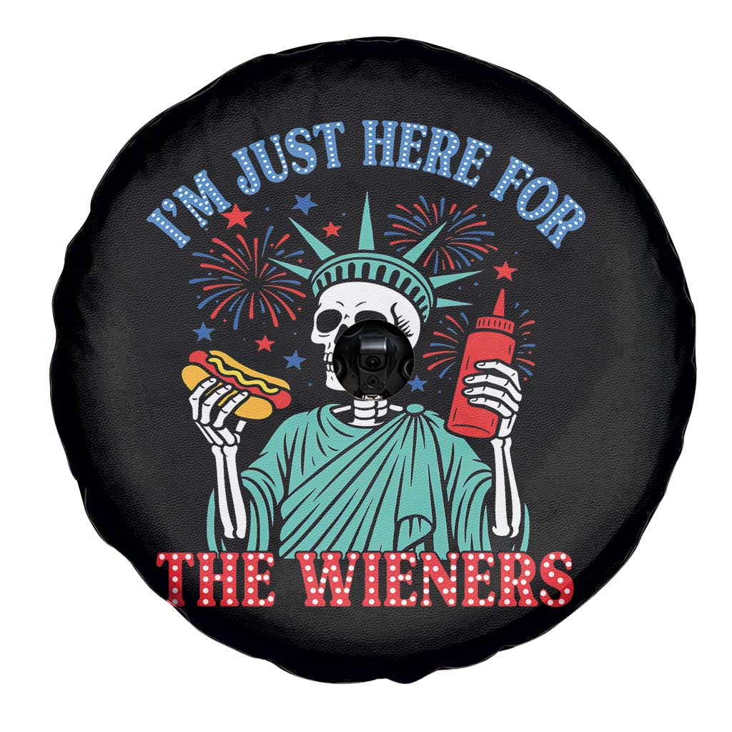 Funny Skeleton Lady Liberty Spare Tire Cover I'm Just Here For The Wieners 4th Of July Hot Dog - Wonder Print Shop