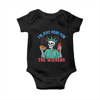Funny Skeleton Lady Liberty Baby Onesie I'm Just Here For The Wieners 4th Of July Hot Dog - Wonder Print Shop