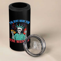 Funny Skeleton Lady Liberty 4 in 1 Can Cooler Tumbler I'm Just Here For The Wieners 4th Of July Hot Dog - Wonder Print Shop
