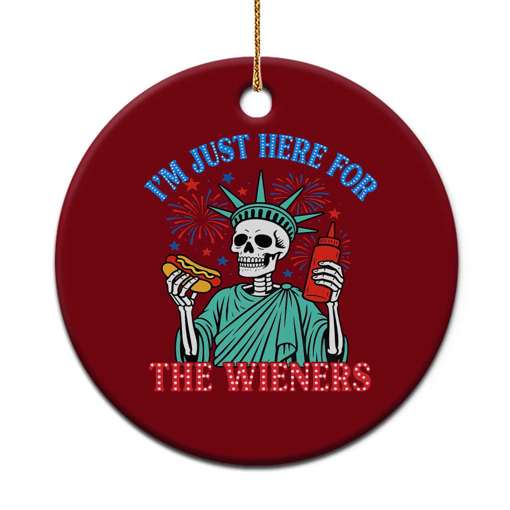 Funny Skeleton Lady Liberty Ceramic Ornament I'm Just Here For The Wieners 4th Of July Hot Dog - Wonder Print Shop