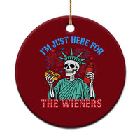 Funny Skeleton Lady Liberty Ceramic Ornament I'm Just Here For The Wieners 4th Of July Hot Dog - Wonder Print Shop