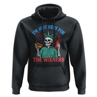 Funny Skeleton Lady Liberty Hoodie I'm Just Here For The Wieners 4th Of July Hot Dog - Wonder Print Shop