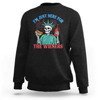 Funny Skeleton Lady Liberty Sweatshirt I'm Just Here For The Wieners 4th Of July Hot Dog - Wonder Print Shop
