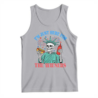 Funny Skeleton Lady Liberty Tank Top I'm Just Here For The Wieners 4th Of July Hot Dog - Wonder Print Shop
