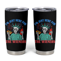 Funny Skeleton Lady Liberty Tumbler Cup I'm Just Here For The Wieners 4th Of July Hot Dog - Wonder Print Shop