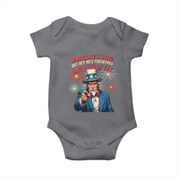 Funny 4th of July Democracy Is Dying Baby Onesie But Hey Nice Fireworks Satirical Uncle Sam - Wonder Print Shop