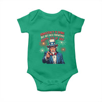 Funny 4th of July Democracy Is Dying Baby Onesie But Hey Nice Fireworks Satirical Uncle Sam - Wonder Print Shop