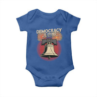 Retro 4th of July Liberty Bell Baby Onesie Democracy Is Dying But Hey Nice Fireworks Political Satire - Wonder Print Shop
