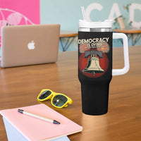 Retro 4th of July Liberty Bell Tumbler With Handle Democracy Is Dying But Hey Nice Fireworks Political Satire - Wonder Print Shop