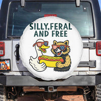 Silly Feral and Free Spare Tire Cover Funny Goose and Raccoon 4th of July Patriotic - Wonder Print Shop
