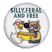 Silly Feral and Free Spare Tire Cover Funny Goose and Raccoon 4th of July Patriotic - Wonder Print Shop