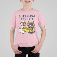 Silly Feral and Free T Shirt For Kid Funny Goose and Raccoon 4th of July Patriotic - Wonder Print Shop
