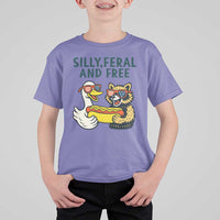 Silly Feral and Free T Shirt For Kid Funny Goose and Raccoon 4th of July Patriotic - Wonder Print Shop