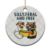 Silly Feral and Free Ceramic Ornament Funny Goose and Raccoon 4th of July Patriotic - Wonder Print Shop
