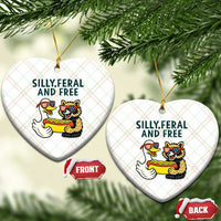 Silly Feral and Free Ceramic Ornament Funny Goose and Raccoon 4th of July Patriotic - Wonder Print Shop