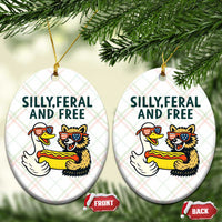 Silly Feral and Free Ceramic Ornament Funny Goose and Raccoon 4th of July Patriotic - Wonder Print Shop