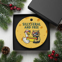 Silly Feral and Free Ceramic Ornament Funny Goose and Raccoon 4th of July Patriotic - Wonder Print Shop