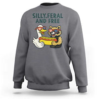 Silly Feral and Free Sweatshirt Funny Goose and Raccoon 4th of July Patriotic - Wonder Print Shop