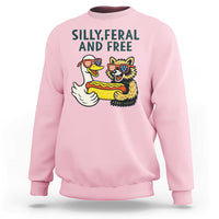 Silly Feral and Free Sweatshirt Funny Goose and Raccoon 4th of July Patriotic - Wonder Print Shop