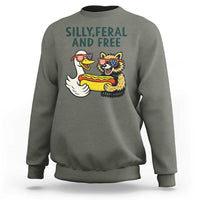 Silly Feral and Free Sweatshirt Funny Goose and Raccoon 4th of July Patriotic - Wonder Print Shop