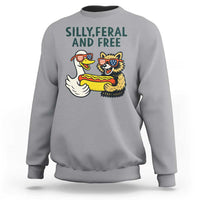 Silly Feral and Free Sweatshirt Funny Goose and Raccoon 4th of July Patriotic - Wonder Print Shop