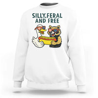 Silly Feral and Free Sweatshirt Funny Goose and Raccoon 4th of July Patriotic - Wonder Print Shop