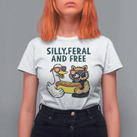 Silly Feral and Free T Shirt For Women Funny Goose and Raccoon 4th of July Patriotic - Wonder Print Shop